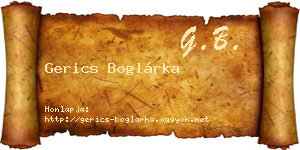 Gerics Boglárka névjegykártya